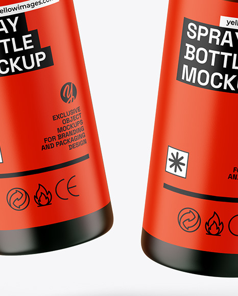 Two Frosted Amber Glass Spray Bottles Mockup