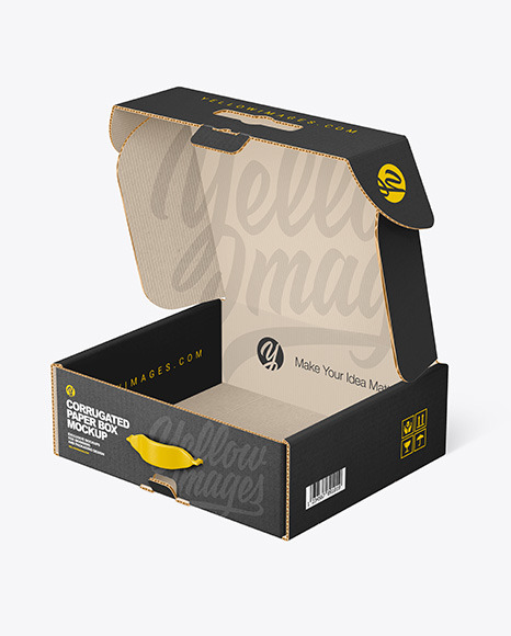 Opened Corrugated Mailing Box Mockup