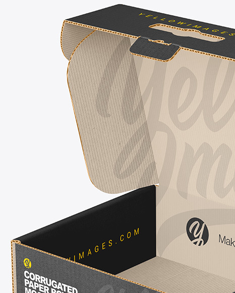 Opened Corrugated Mailing Box Mockup