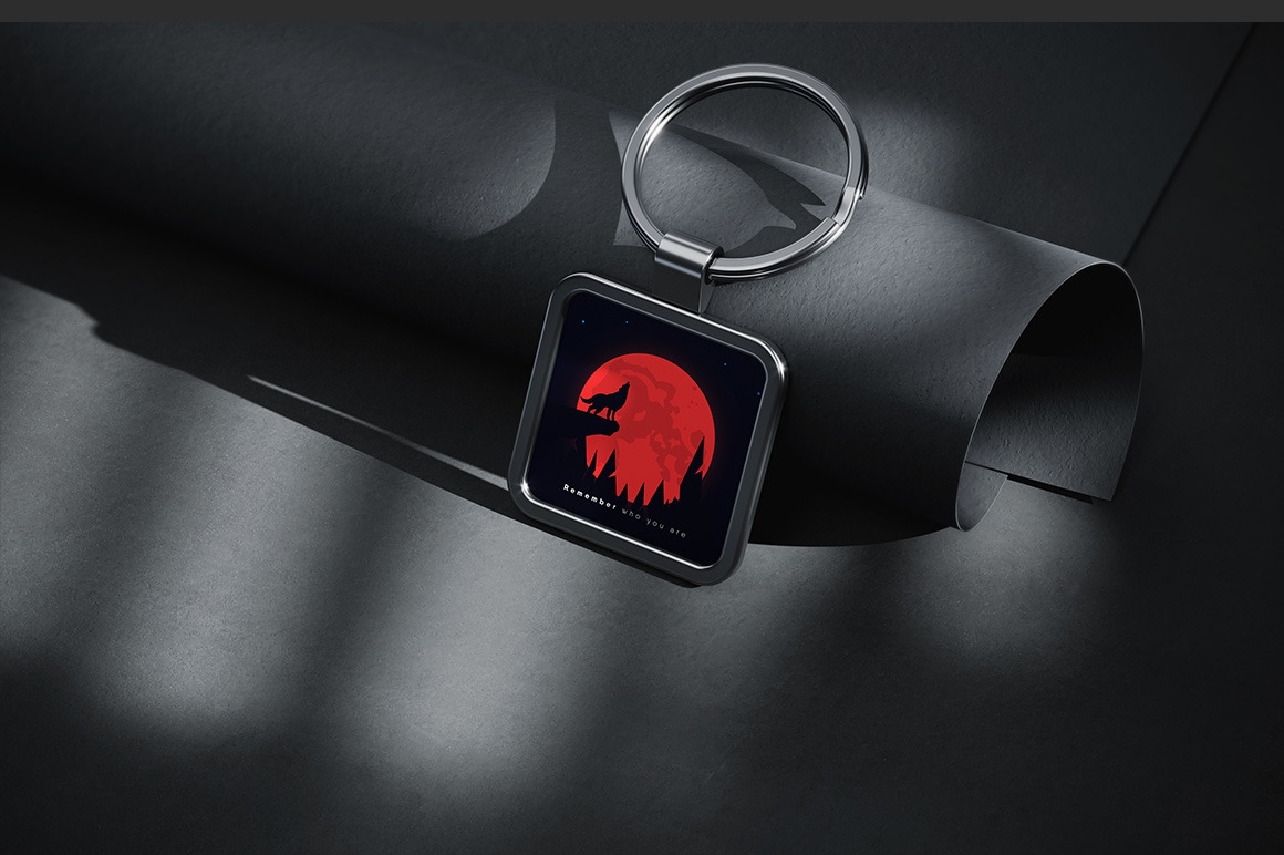 Square Metal Keychain Mockup Square Metal Keychain Mockup