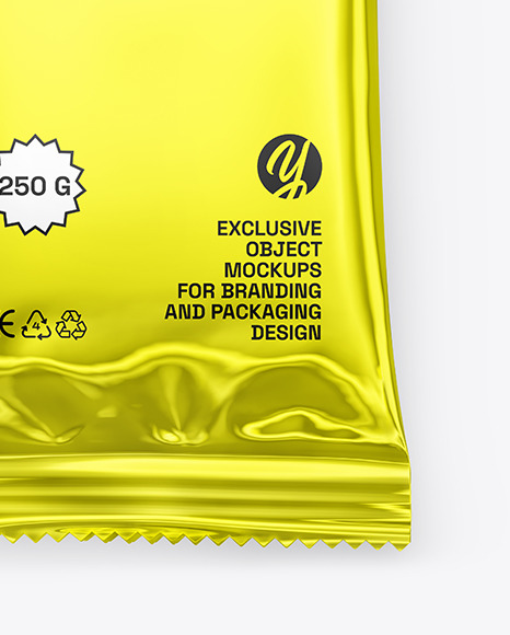 Glossy Metallic Snack Package Mockup