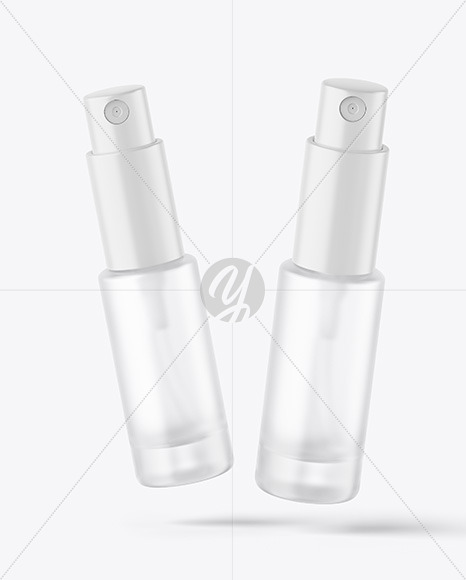 Two Frosted Glass Spray Bottles Mockup