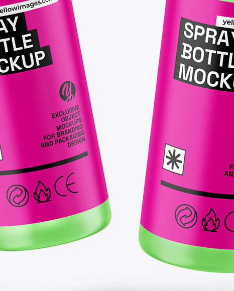 Two Frosted Glass Spray Bottles Mockup