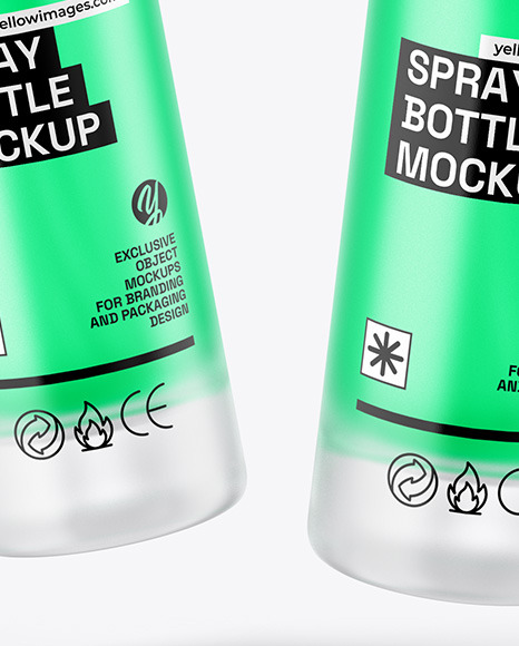 Two Frosted Glass Spray Bottles with Color Liquid Mockup