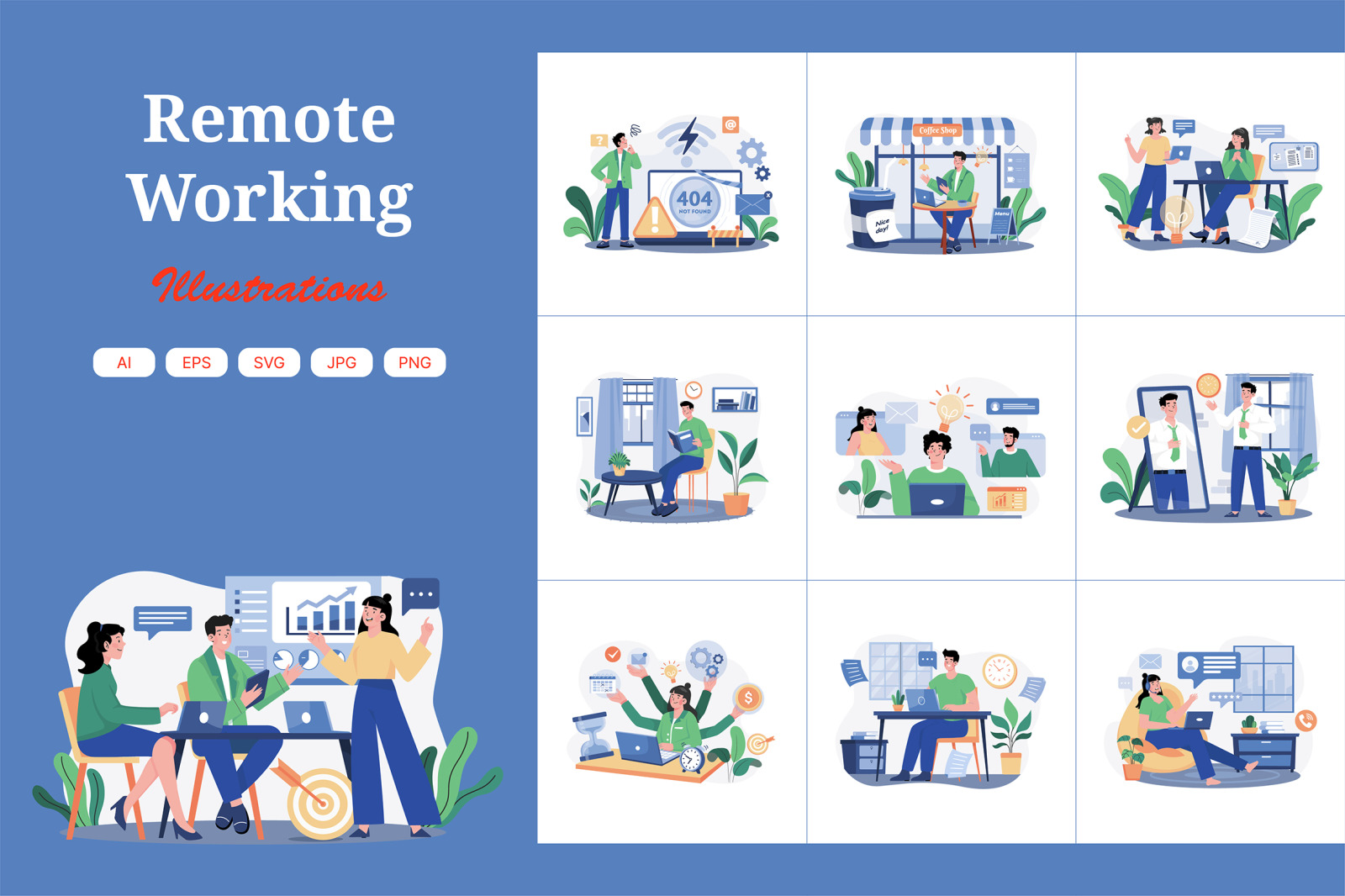 M574_Remote Working Illustration Pack M574_Remote Working Illustration Pack