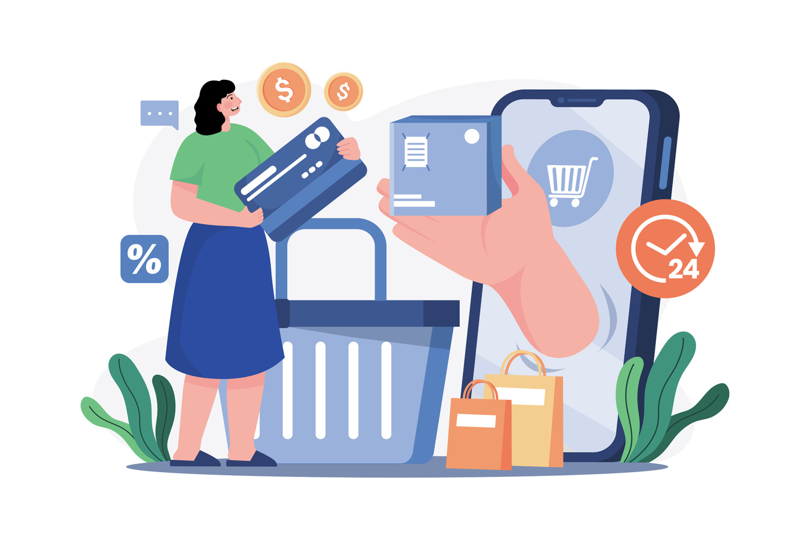 M583_Online Shopping Illustration Pack M583_Online Shopping Illustration Pack