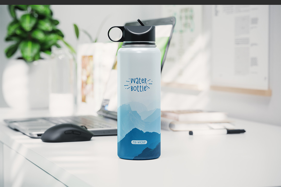 Thermos Water Bottle Mockup