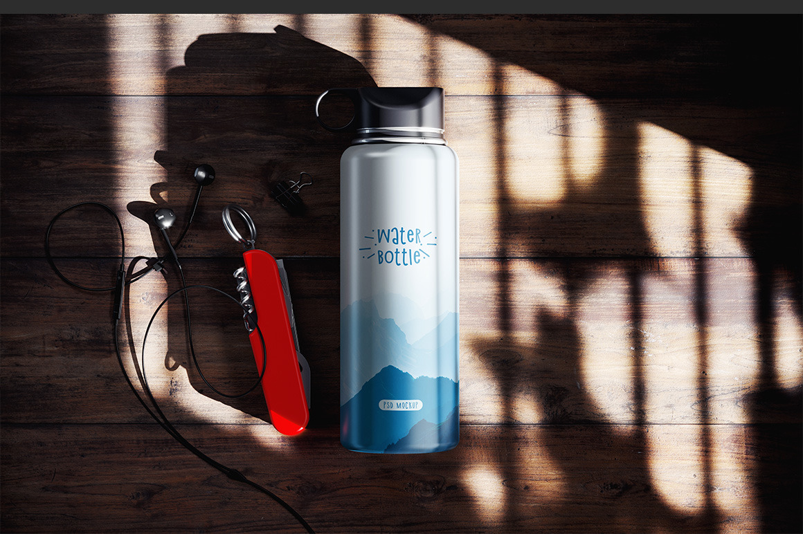 Thermos Water Bottle Mockup Thermos Water Bottle Mockup