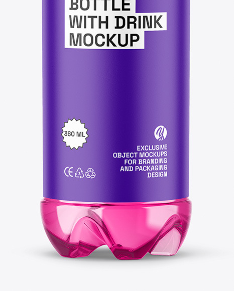 Clear Plastic Bottle with Color Liquid Mockup