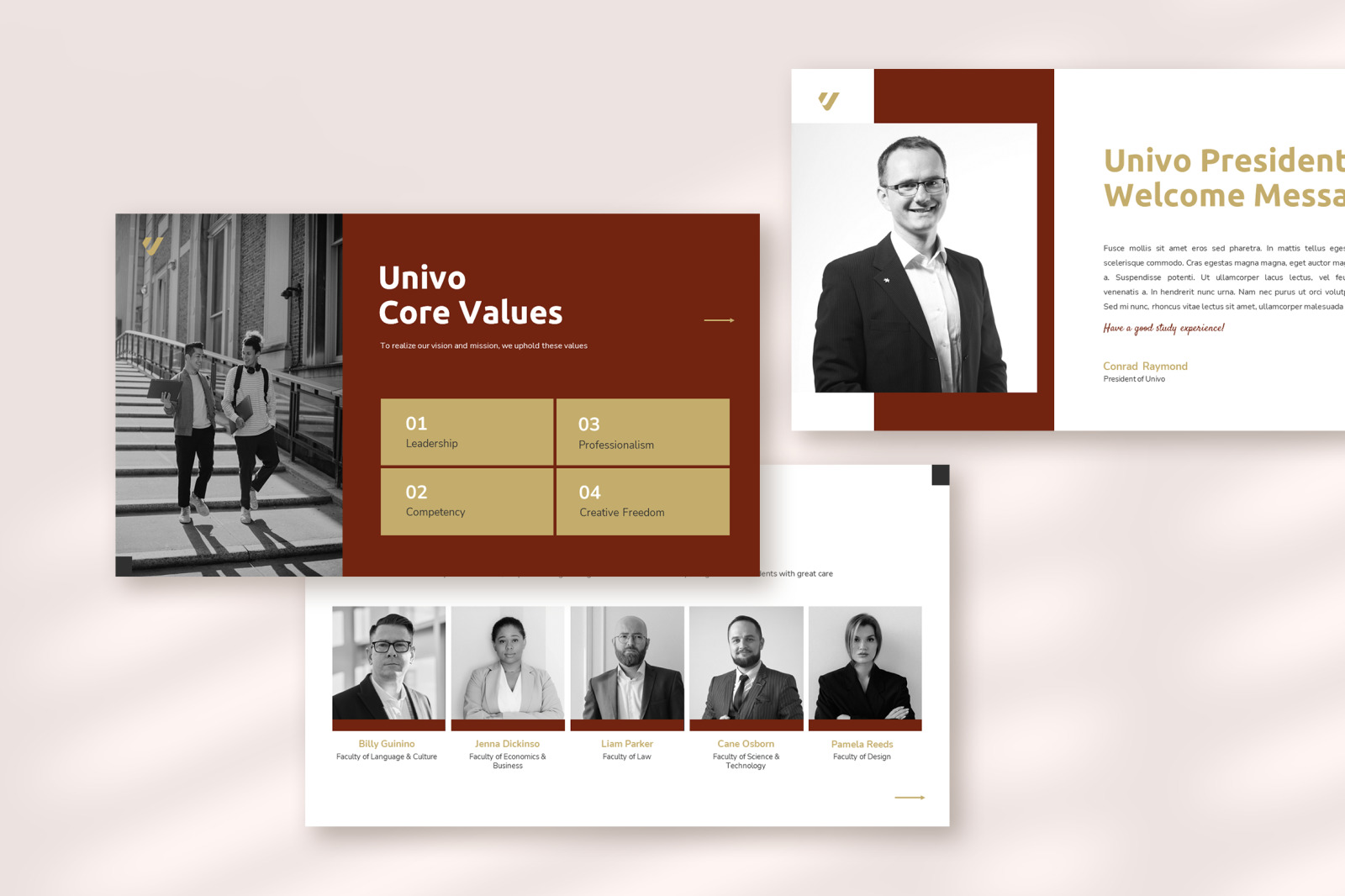 Univo – classy red simple modern university profile presentation