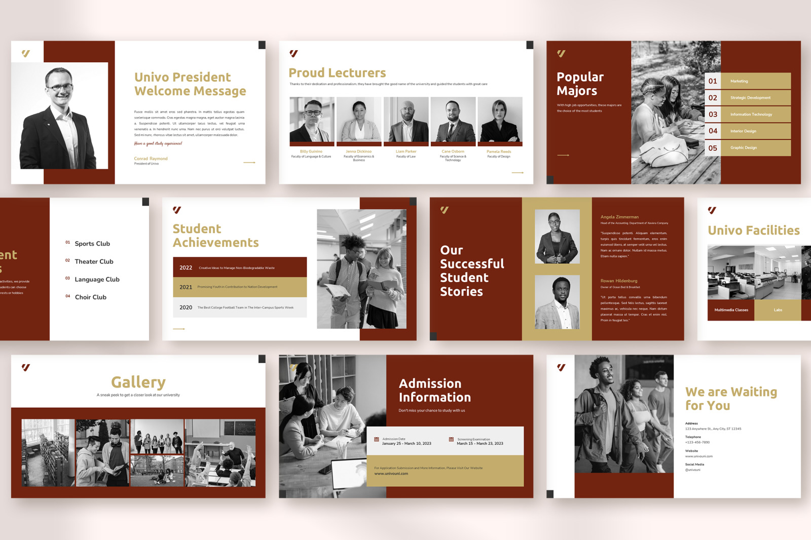 Univo – classy red simple modern university profile presentation