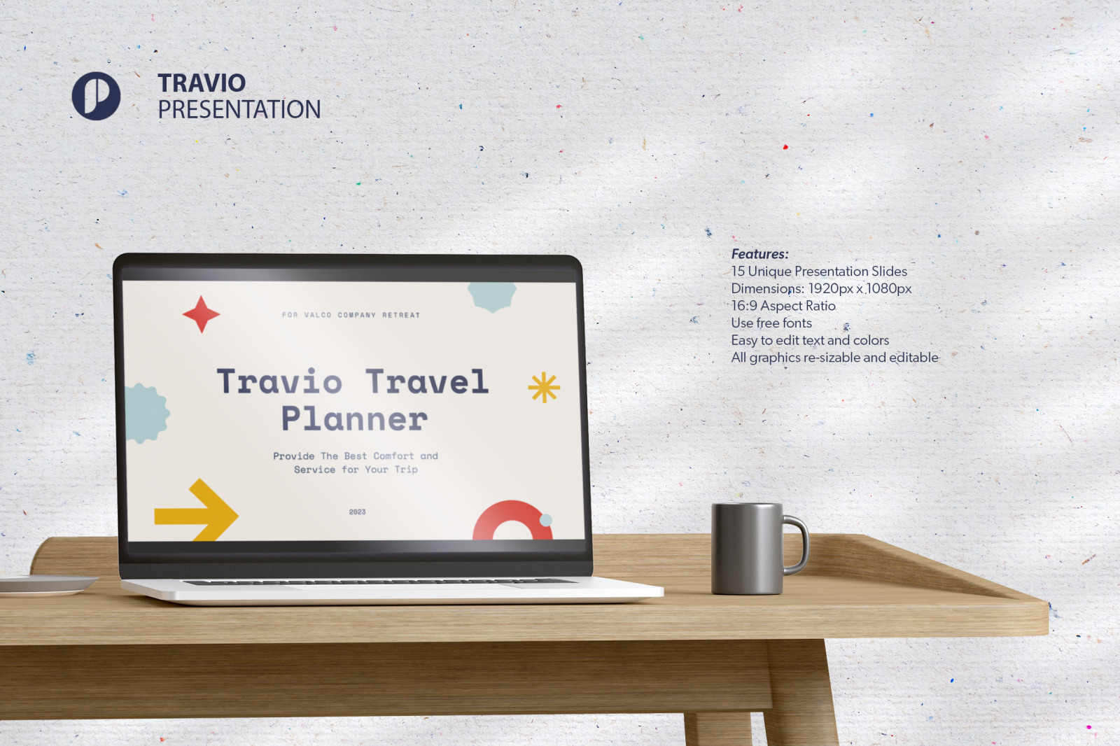 Travio - clean geometric travel planner presentation