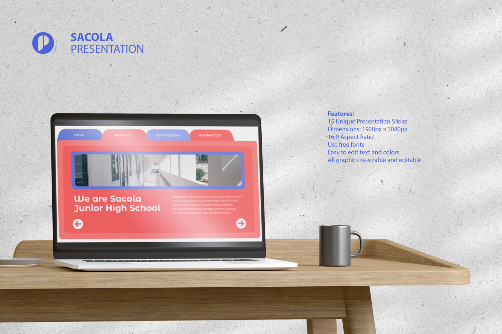 Sacola – blue salmon fun bold school profile presentation