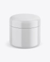 Glossy Plastic Cosmetic Jar Mockup - Front View (High-Angle Shot)