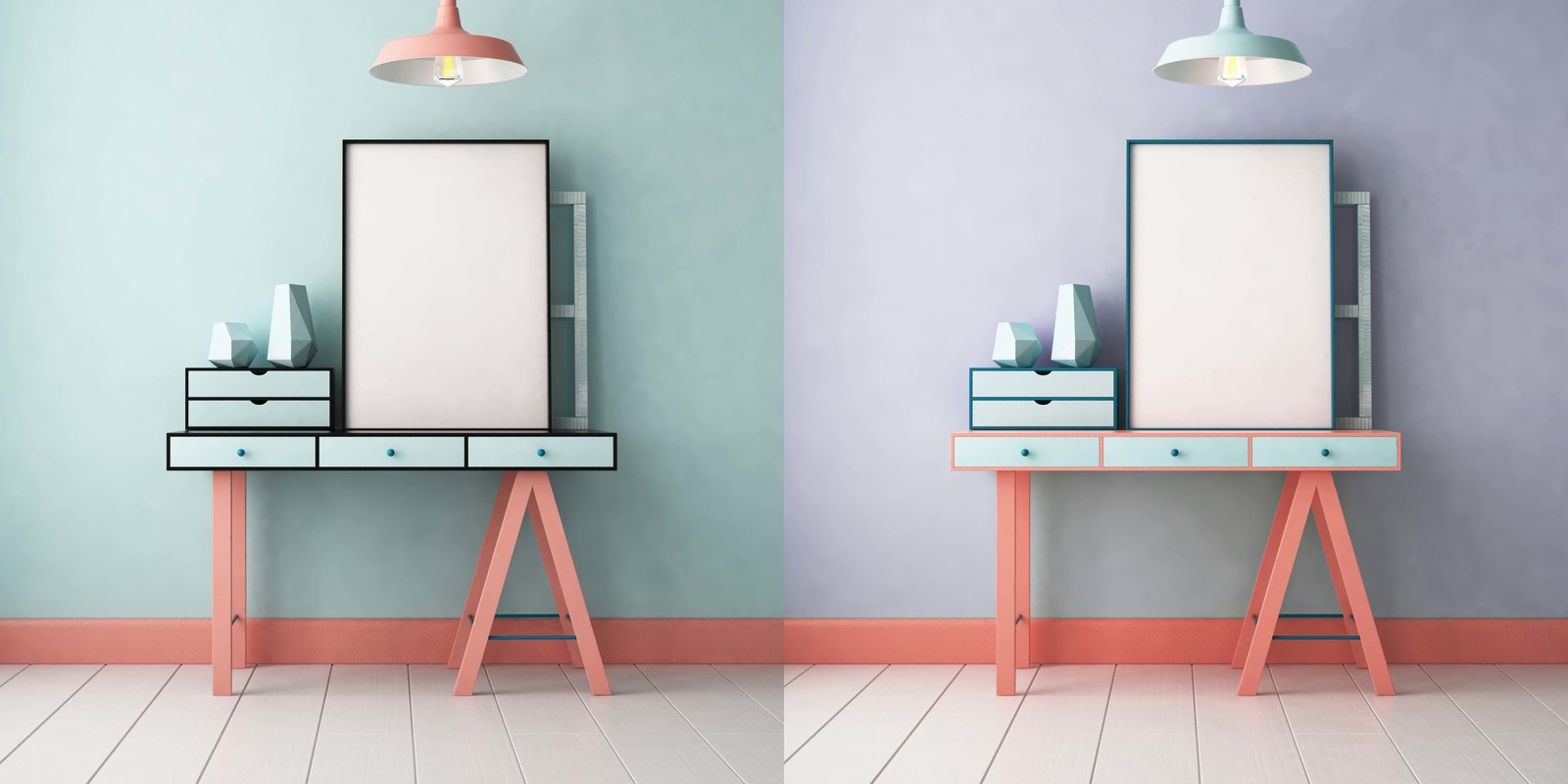 8 mockups posters in color interior