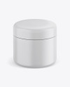 Matte Plastic Cosmetic Jar Mockup - Front View (High-Angle Shot)