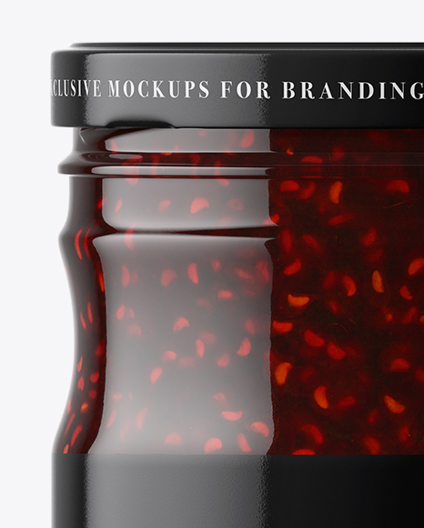 Clear Glass Raspberry Jam Jar Mockup