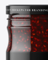 Clear Glass Raspberry Jam Jar Mockup Clear Glass Raspberry Jam Jar Mockup