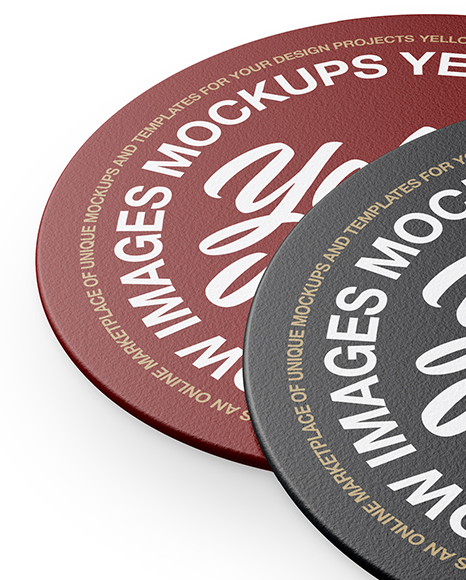 Two Beer Coasters Mockup - Half Side View (High Angle Shot)