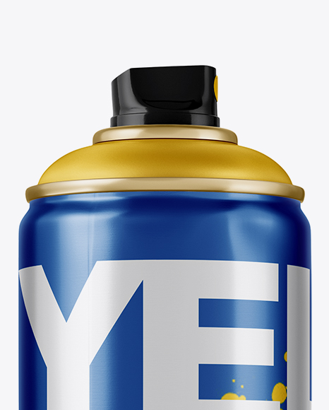 Metallic Spray Can Without Cap Mockup - Side View