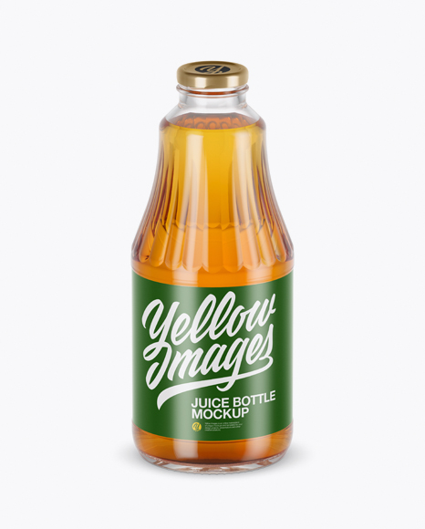 Clear Glass Red Apple Juice Bottle Mockup (High Angle Shot)