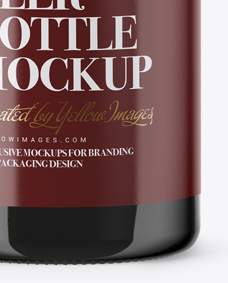 550ml Amber Glass Beer Bottle Mockup