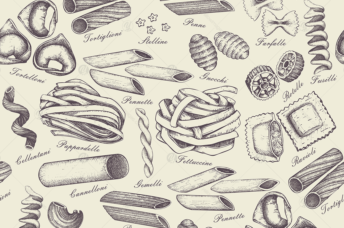 Hand Drawn Italian Pasta Collection Hand Drawn Italian Pasta Collection