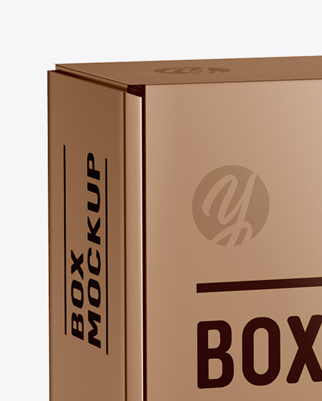 Metallic Carton Box Mockup - Half Side View (eye-level shot)