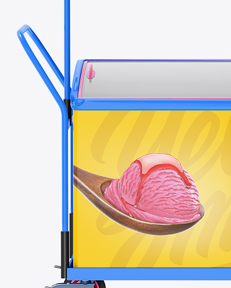 Ice Cream Fridge With Awning Mockup - Front View