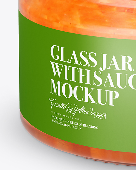 250ml Clear Glass Jar with Sauce Mockup (High-Angle Shot)