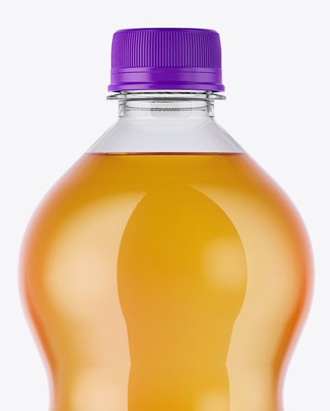 Clear PET 1L Bottle with Orange Drink Mockup