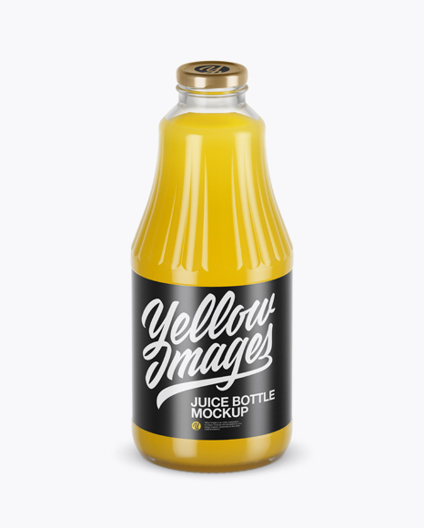 Clear Glass Orange Juice Bottle Mockup