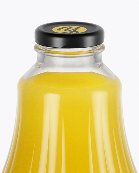 Clear Glass Orange Juice Bottle Mockup