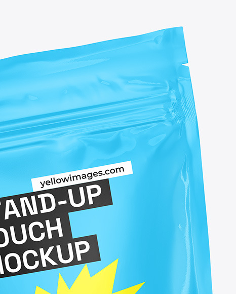 Glossy Stand Up Pouch in a Hand Mockup