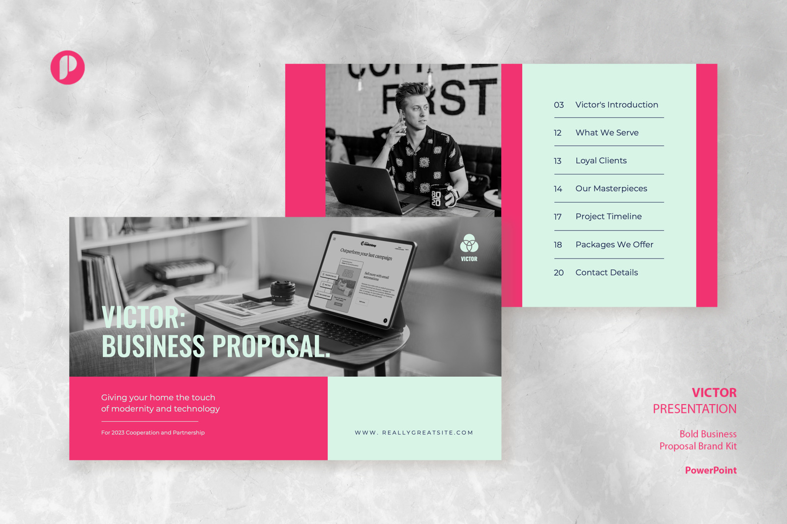 Victor – shocking pink bold business proposal presentation