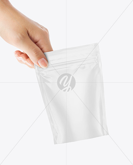 Paper Stand Up Pouch in a Hand Mockup