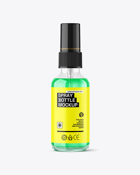 Glass Spray Bottle with Color Liquid Mockup