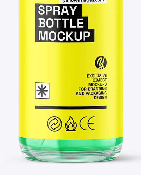 Glass Spray Bottle with Color Liquid Mockup