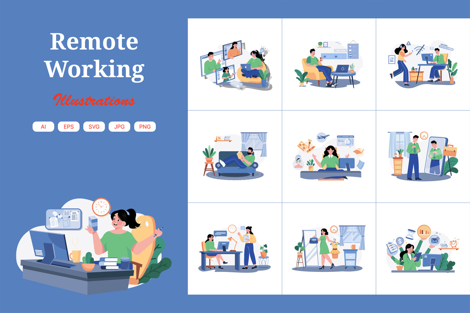 M527_Remote Working Illustration Pack M527_Remote Working Illustration Pack
