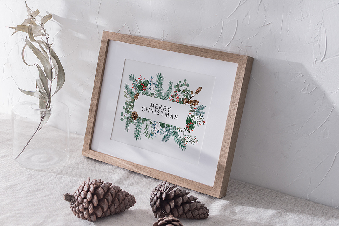 Winter Greenery Watercolor Set