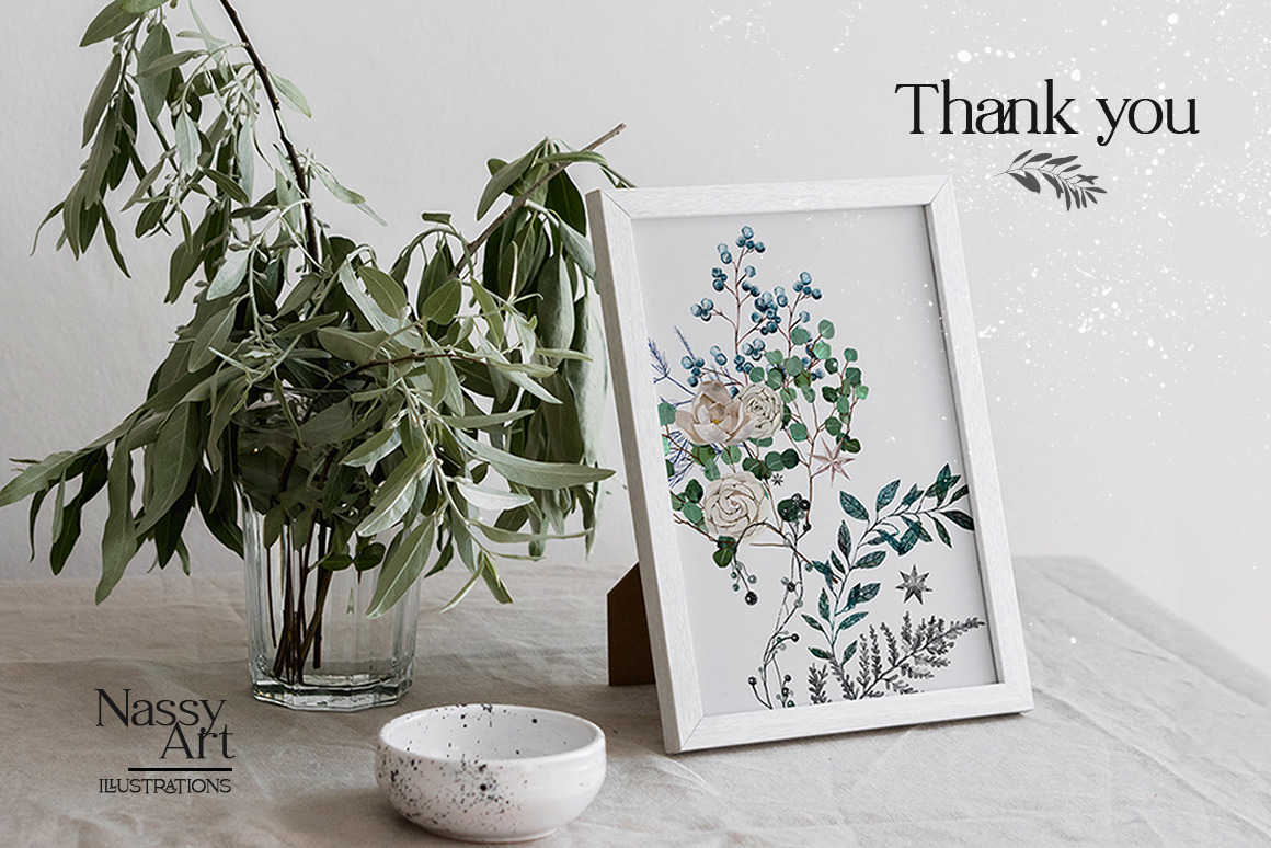 Winter Greenery Watercolor Set