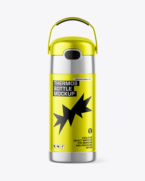 Matte Metallic Thermos Bottle Mockup