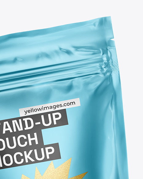 Matte Metallic Stand Up Pouch in a Hand Mockup