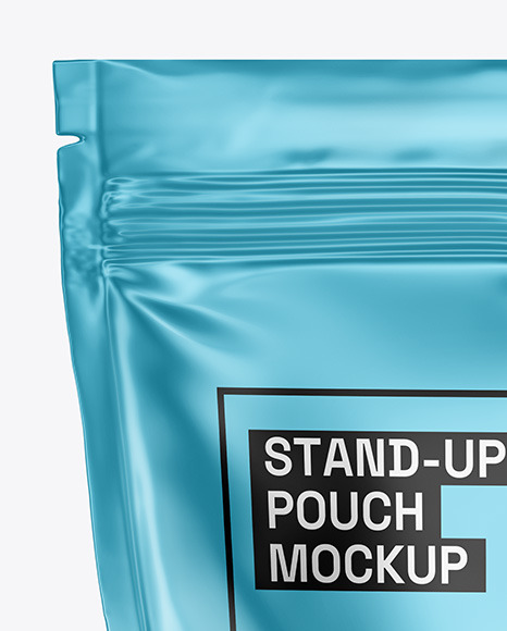 Matte Metallic Stand Up Pouch Mockup