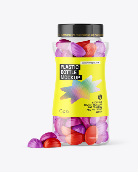 Plastic Bottle with Gummies Mockup