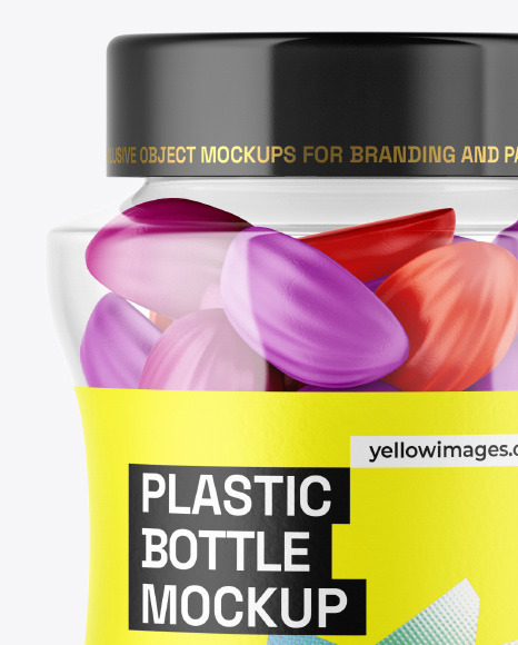 Plastic Bottle with Gummies Mockup