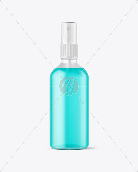 Frosted Glass Spray Bottle with Color Liquid Mockup