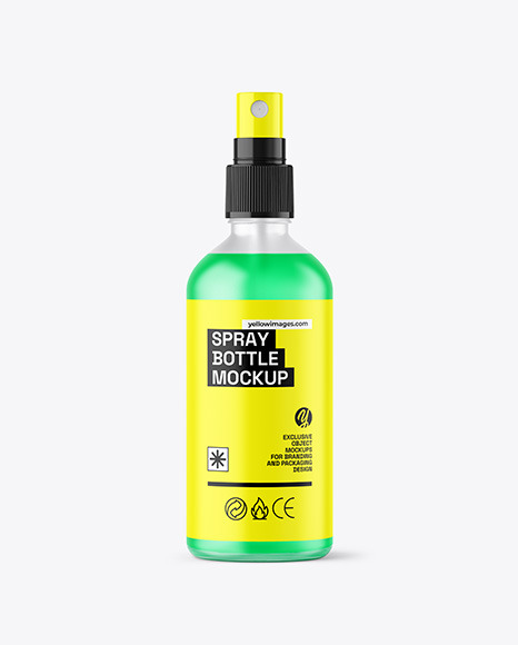 Frosted Glass Spray Bottle with Color Liquid Mockup
