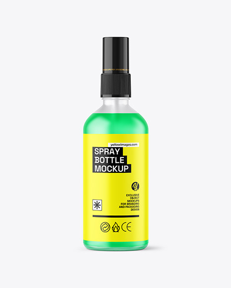 Frosted Glass Spray Bottle with Color Liquid Mockup