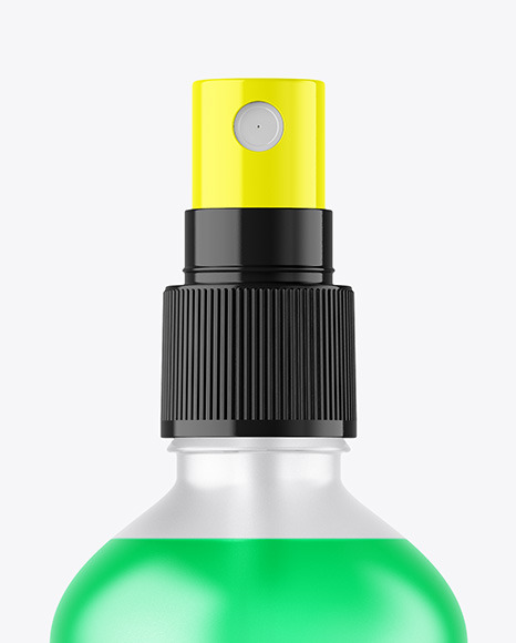 Frosted Glass Spray Bottle with Color Liquid Mockup
